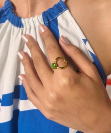 Double circle stone Ring