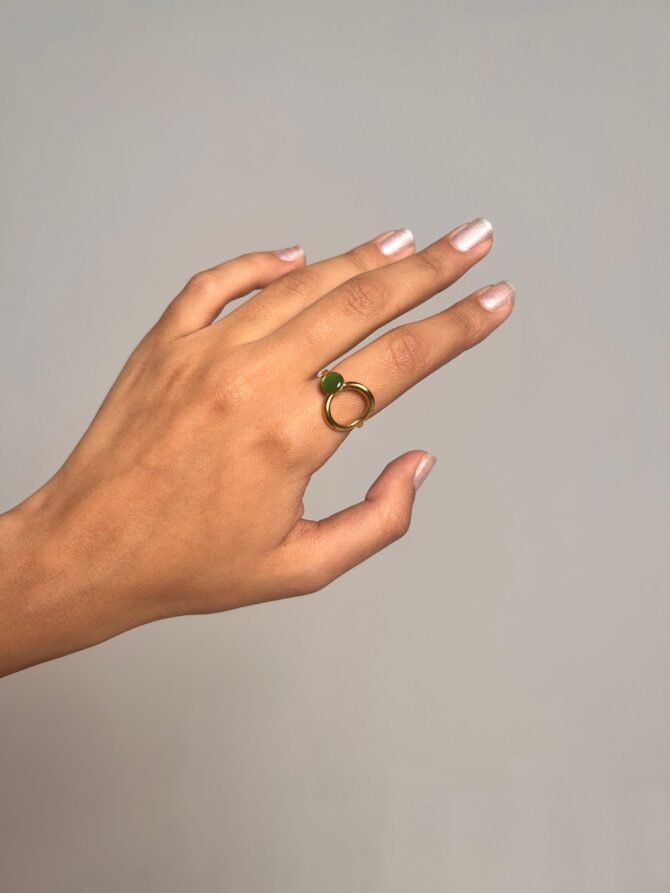 Double circle stone Ring - Image 2