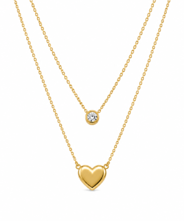 Double Chain Heart Necklace (In Gold)
