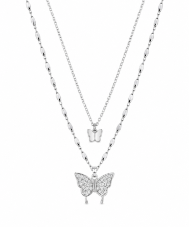 Double Chain Butterfly Necklace