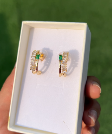 Emerald Goddess Earrings (In Gold)