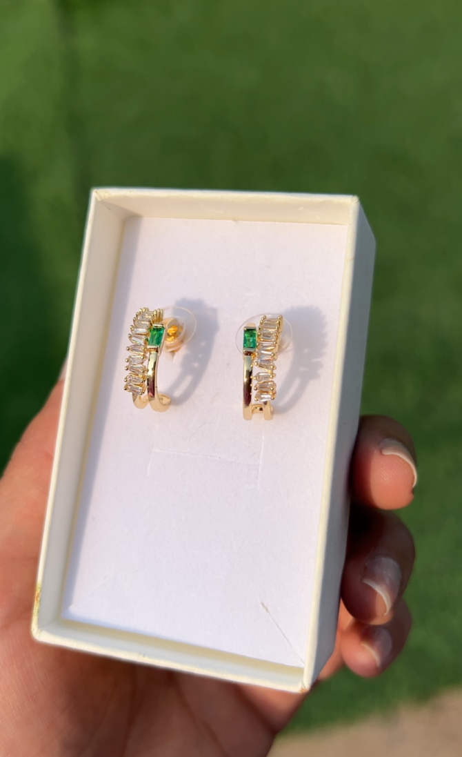 Emerald Goddess Earrings (In Gold)