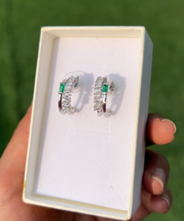 Emerald Goddess Earrings (In Silver)
