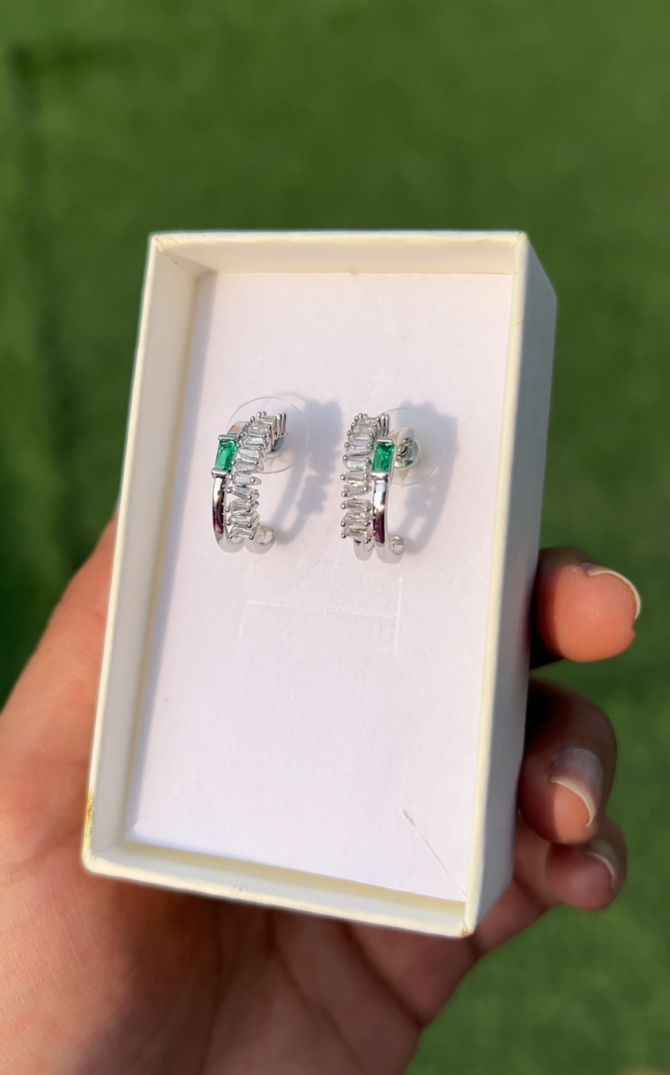 Emerald Goddess Earrings (In Silver)