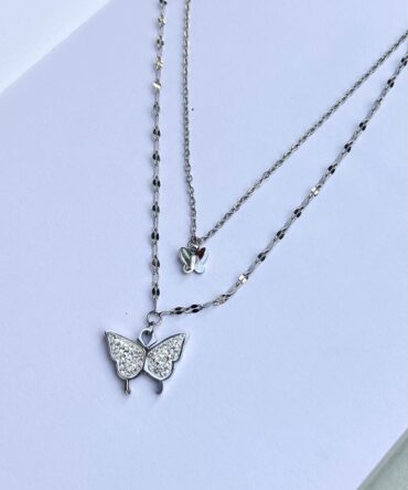 Double Chain Butterfly Necklace