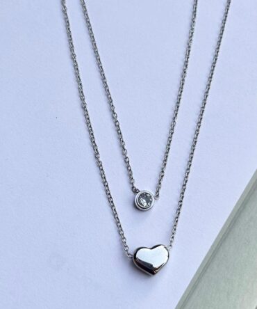 Double Chain Heart Necklace