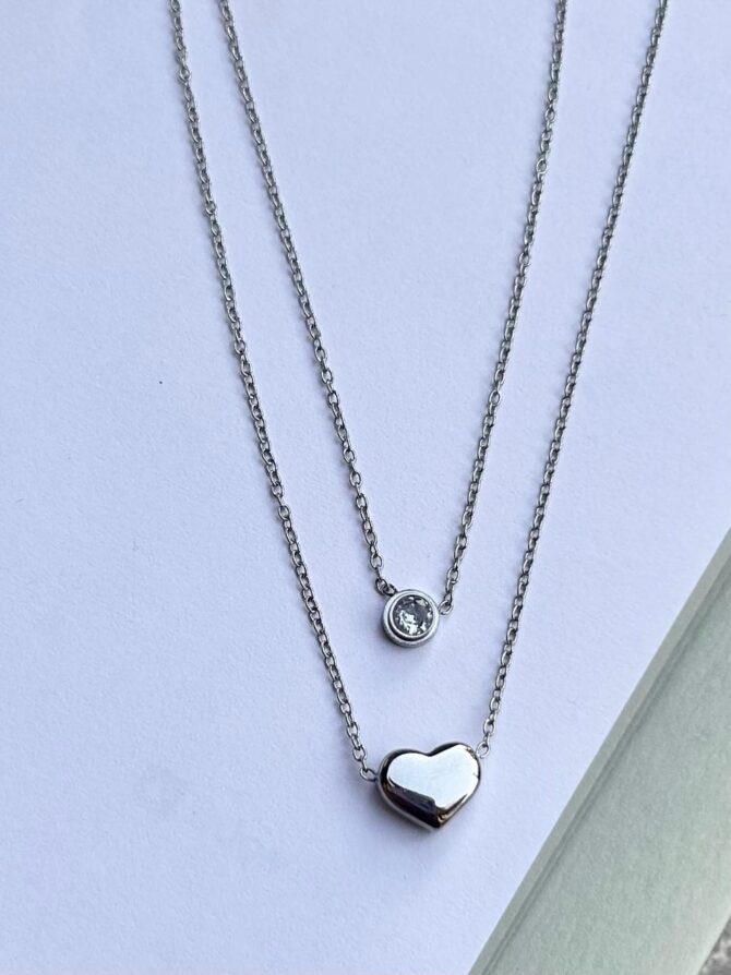 Double Chain Heart Necklace
