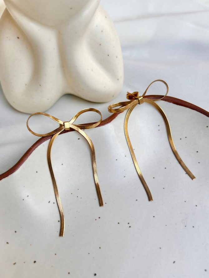 Snake Chain Bow Earrings - Image 2