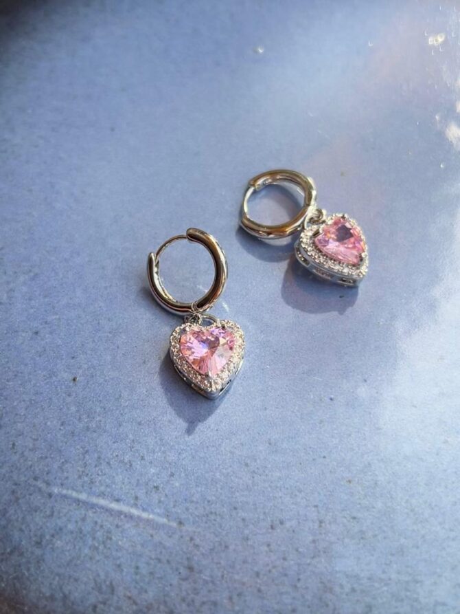 Pink stone Glittery Earrings