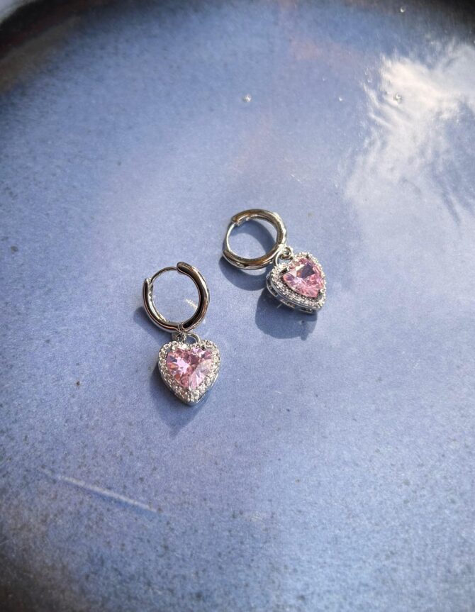 Pink stone Glittery Earrings - Image 2