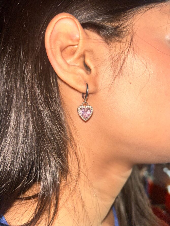 Pink stone Glittery Earrings - Image 3