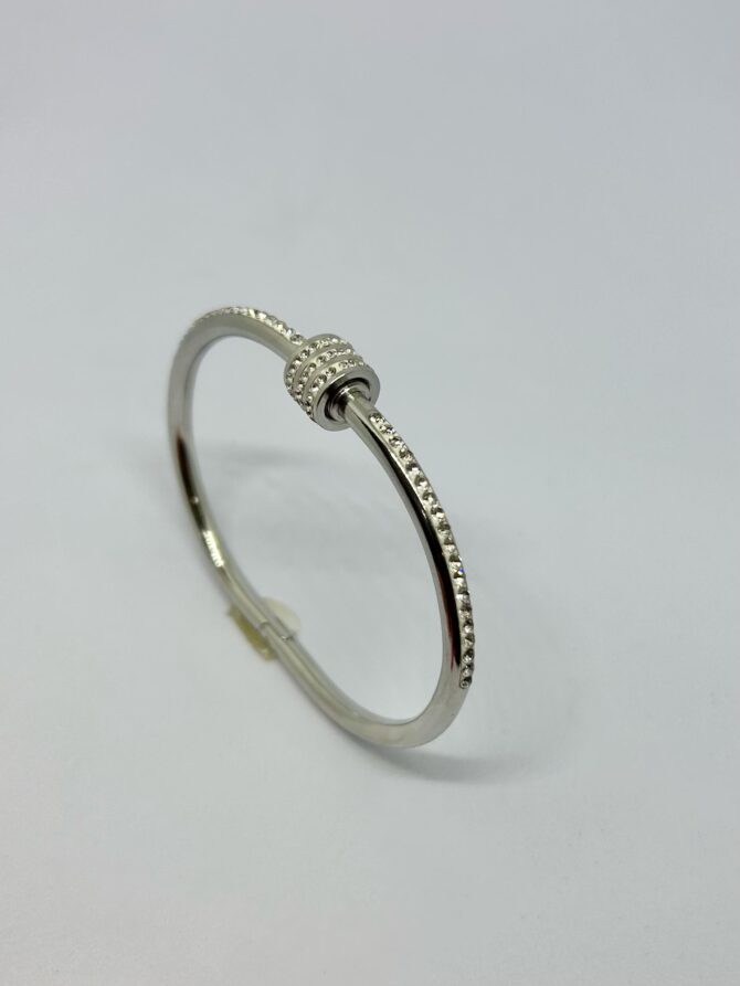 Ring Stone Silver Bangle - Image 2
