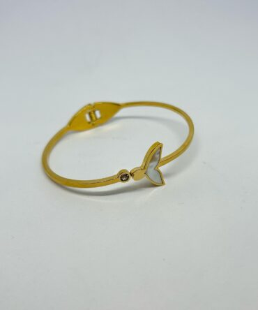 Fish Tail Stone Gold Bangle