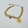 Double Chain Leaf Charm Bracelet