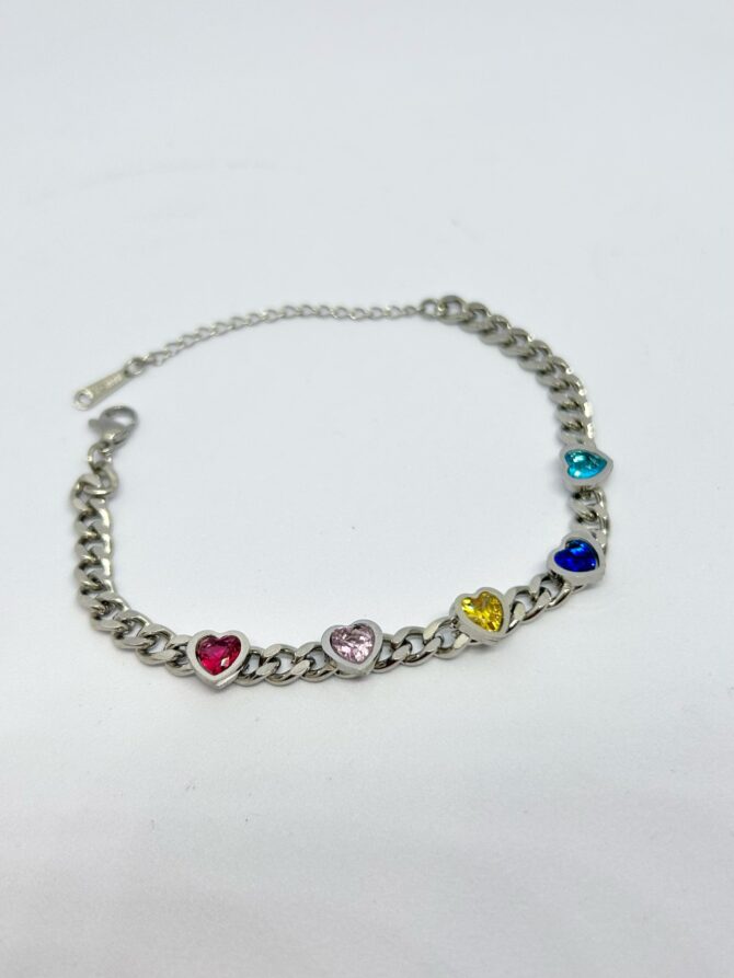 Multi-color Heart Stone Bracelet