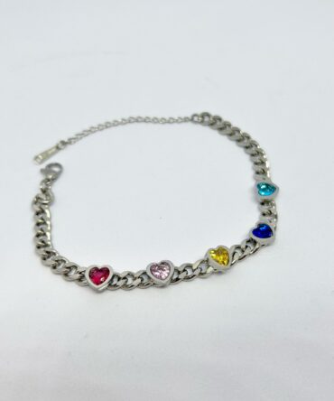 Multi-color Heart Stone Bracelet