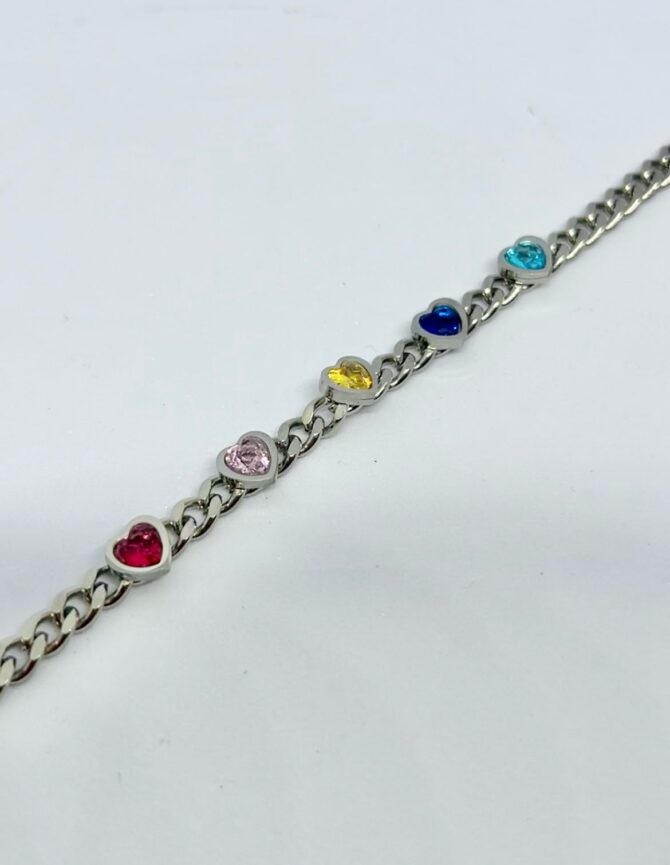 Multi-color Heart Stone Bracelet - Image 2