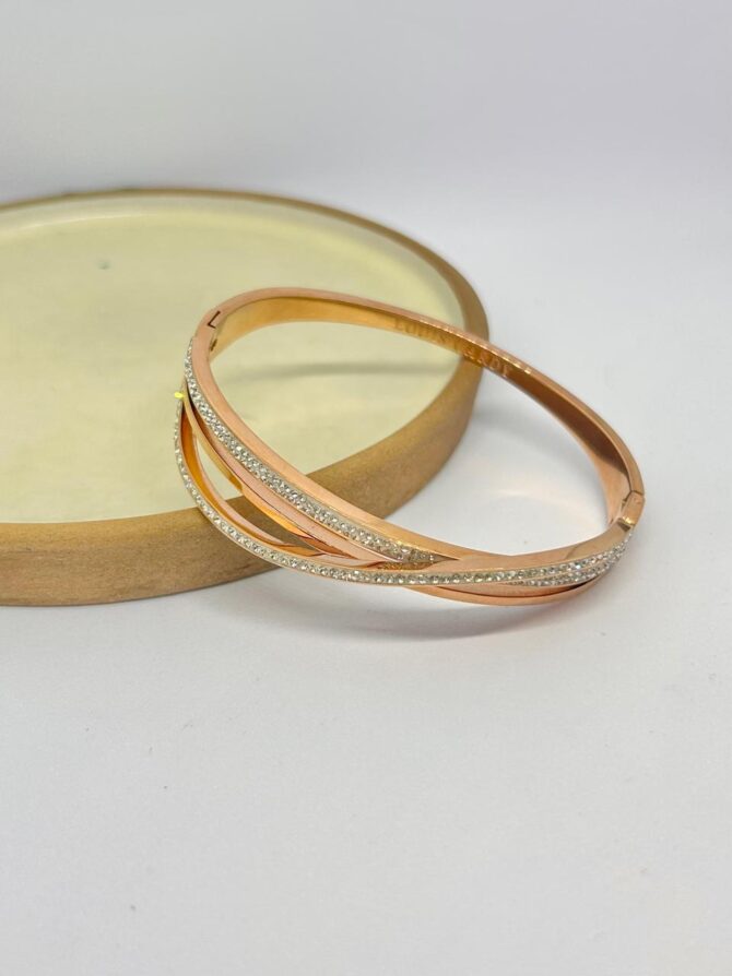 Crossing Little Stone Rose Gold Bangles