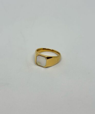 Square White Stone Ring