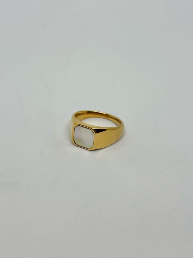 Square White Stone Ring