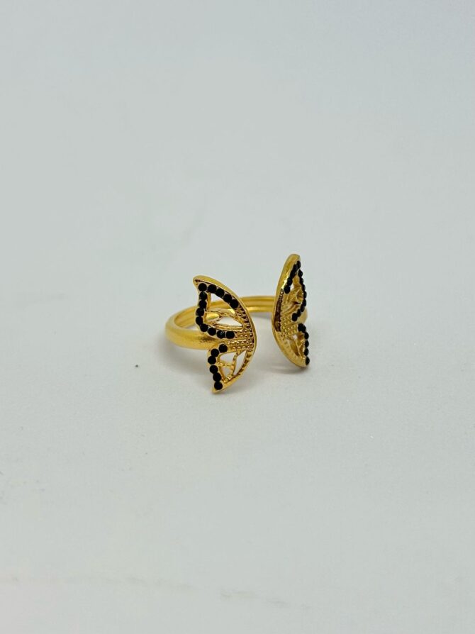 Black Stone Butterfly Ring - Image 2