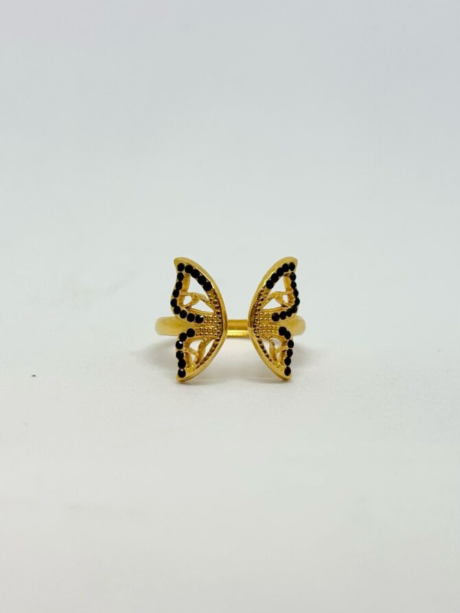 Black Stone Butterfly Ring - Image 3