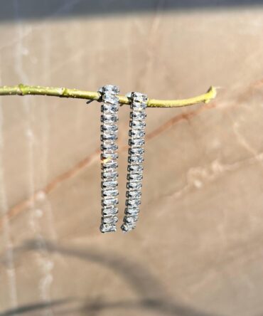 Silver Rhinestone Trail Earrings