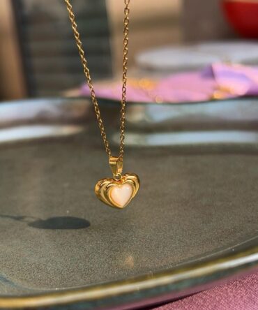 Multi White Pearl Heart Necklace
