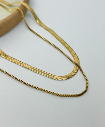Double Snake Golden Chain Necklace