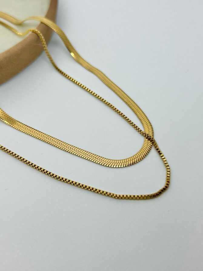 Double Snake Golden Chain Necklace