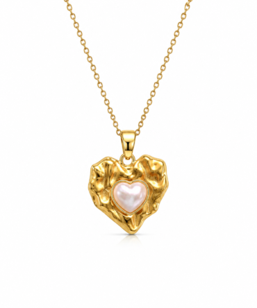 Melting White Pearl Heart Necklace