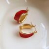 Red bucket earrings