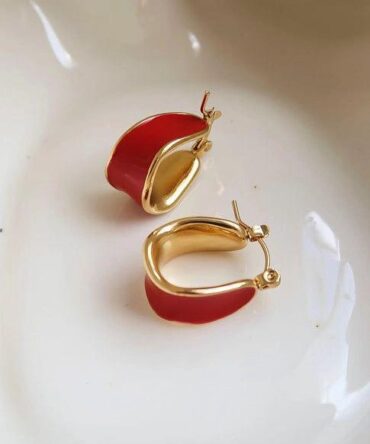 Red bucket earrings