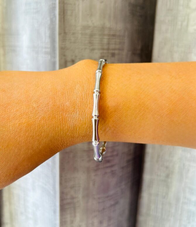 Single Silver bamboo Bangle