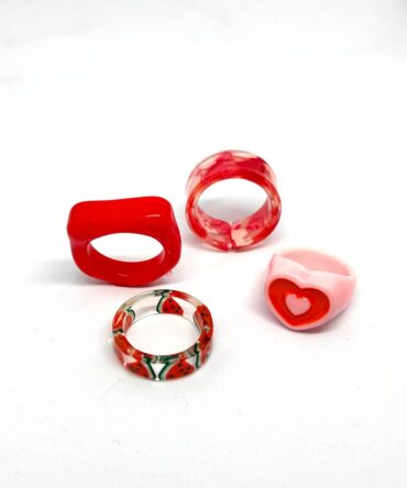 Red Blood Acrylic Rings combo (4 Pieces)