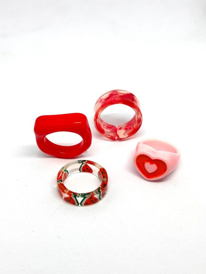 Red Blood Acrylic Rings combo (4 Pieces)