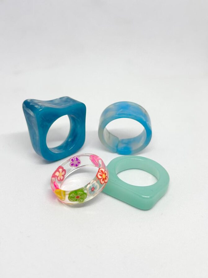 Ocean Flora Acrylic Rings combo (4 Pieces)