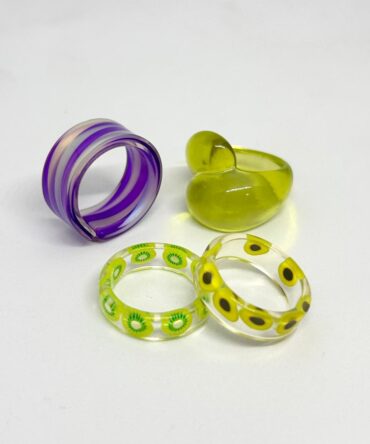 Sage Contrast Acrylic Rings combo (4 Pieces)