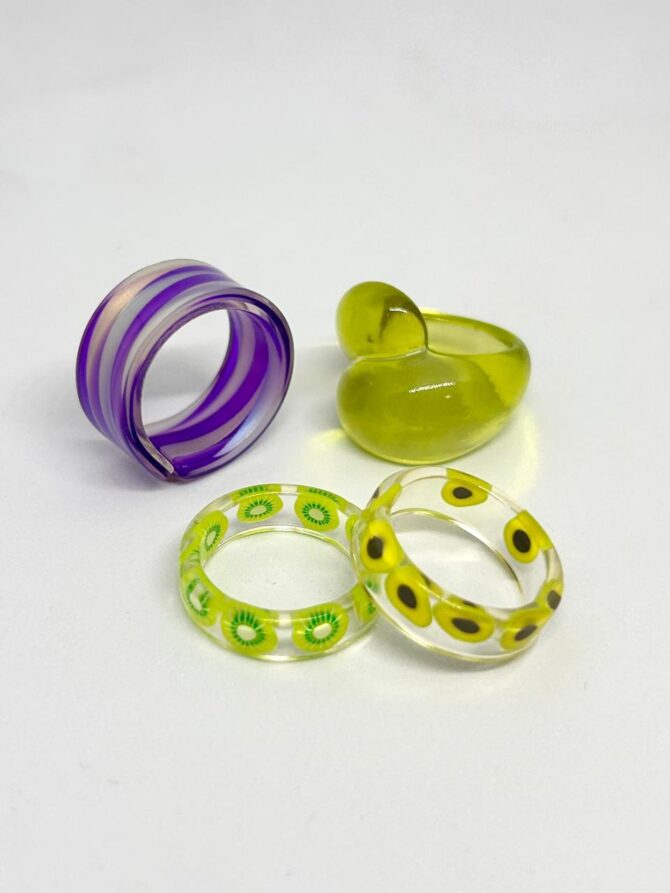 Sage Contrast Acrylic Rings combo (4 Pieces)