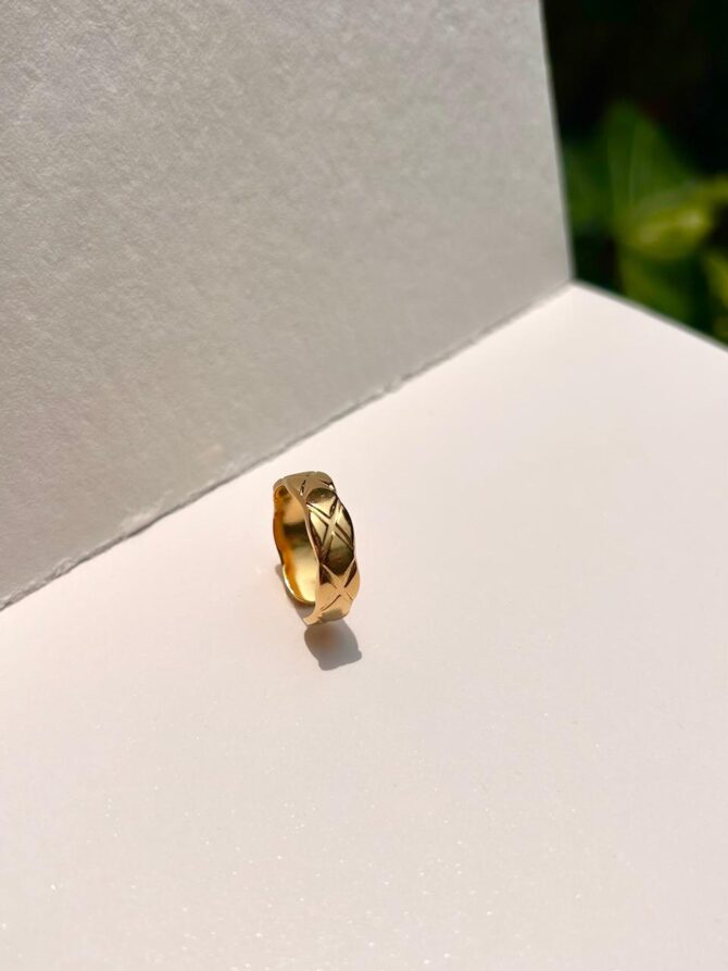 Printed Minimalist Band Ring - Image 2