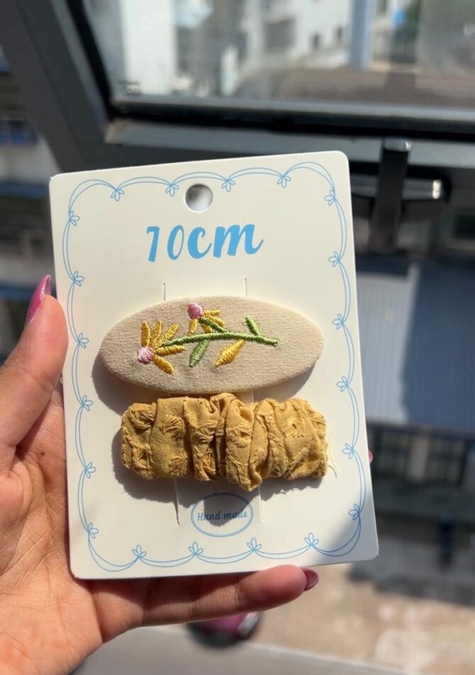 Dusky Flora | Embroidery Handmade Hair Clips (Set of 2)