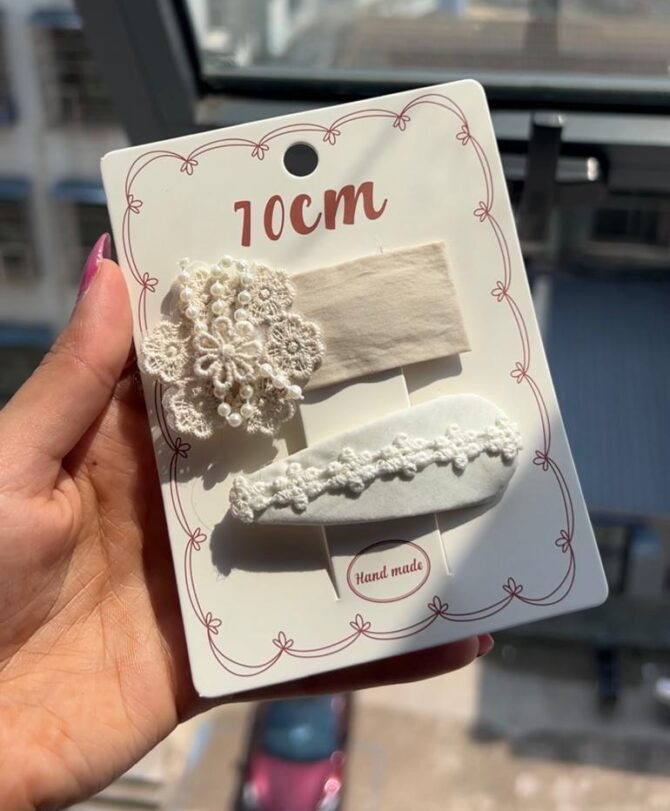 Sleek | Embroidery Handmade Hair Clips (Set of 2)