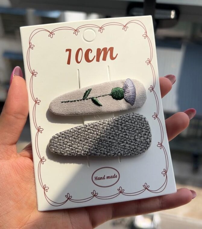 Knitted | Embroidery Handmade Hair Clips (Set of 2)