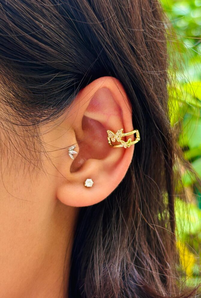 Butterfly Drip Ear Cuff (Available in Silver and Golden Coating)