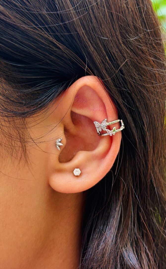 Butterfly Drip Ear Cuff (Available in Silver and Golden Coating) - Image 2
