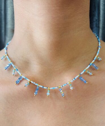 Blue-Moon Beaded Necklace