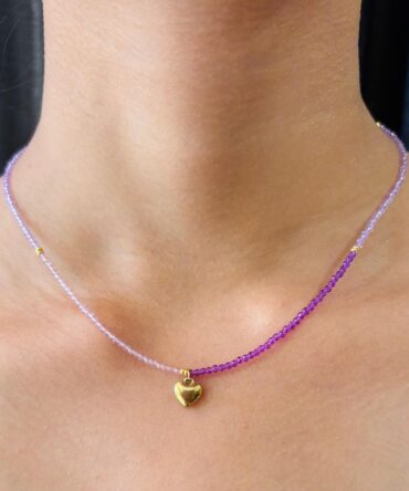 Lavanda Heart Beaded Necklace