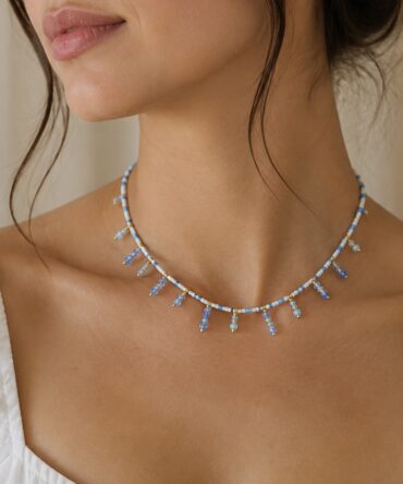 Blue-Moon Beaded Necklace