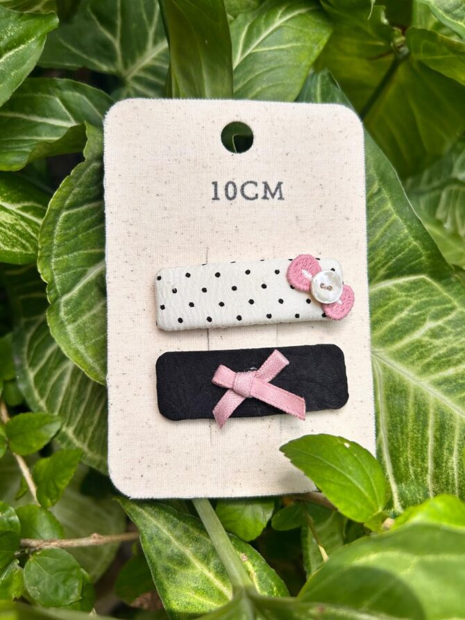 Black-Pink | Embroidery Handmade Hair Clips (Set of 2)