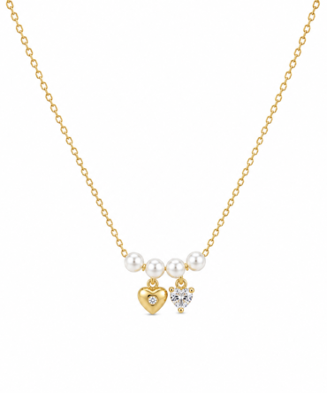 Double heart pearl Necklace
